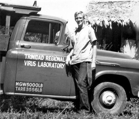 John Hill, Canadian Virologist and author working in Trinidad Regional Virus Laboratory, 1959. Source: John Hill via Wikimedia Commons.