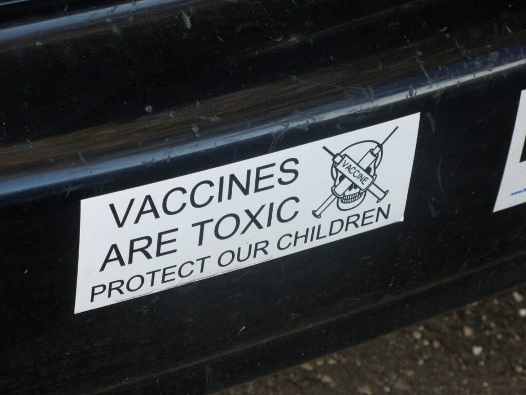 sticker saying that vaccines are toxic